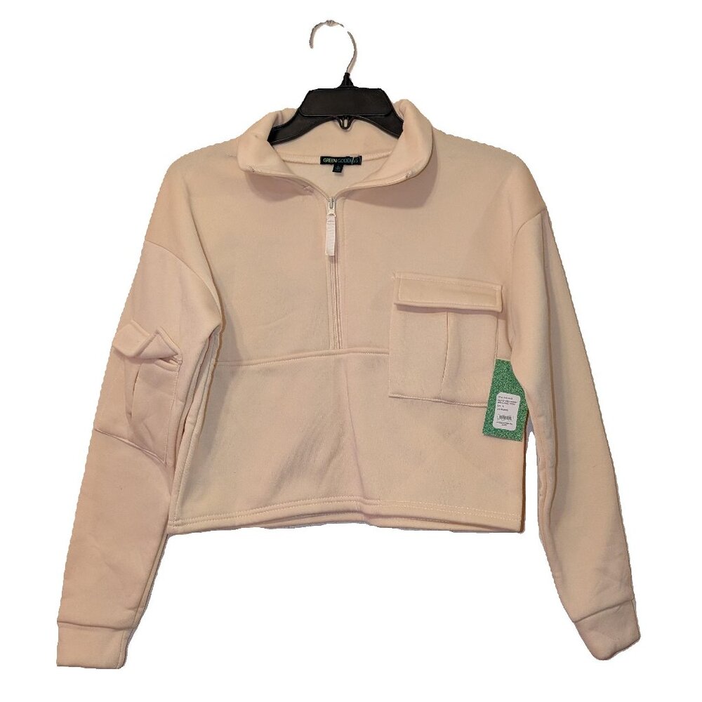 NWT GREEN GODDESS Women's Half Zip Sweatshirt with Cargo pocket